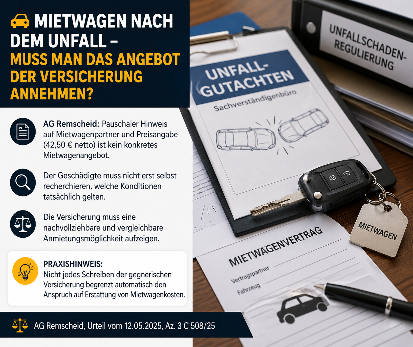 Mietwagen nach dem Unfall: Nicht jedes Versicherungsschreiben begrenzt den Erstattungsanspruch